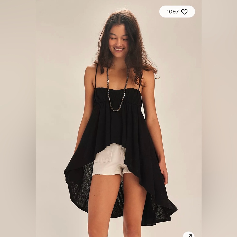 Free People Black Asymmetrical Sleeveless Camisole